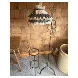 Metal lamp 60" tall and plant stand, 25" tall