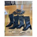 2 pr size 7 1/2 womens tall boots,1 leather uppers