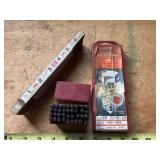 Set stamps, ruler, fix a thread