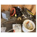 Lot on top bench, tile spacers, electrical, etc