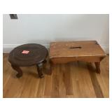 2 small wooden stool, 13 x 8 1/2, 1 is broke