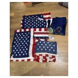4 American flags & one PA one w/ outside hanger