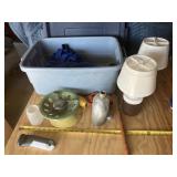 Rubbermaid Tote with camping items, propane