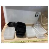 Lot of plastic containers, some look new w/bag