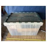 Flip lid tote with contents