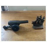Vintage Cast Iron Cannon, Tires marked Premier USA