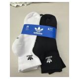 Adidas 6pr /pk quarter socks, size M