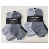 2pk/6 in pk Calvin Klein quarter cut, 1 size socks