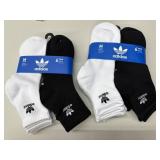 2 pk.6 per pk Adidas quarter socks, size M
