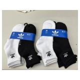 2pk/6 per pk Adidas quarter socks, size M
