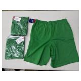 3 Champion green 9" cotton shorts, Size L,green