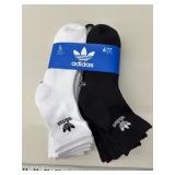 6pk Adidas quarter socks, size L