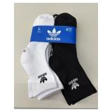 6 pk Adidas quarter socks, size L