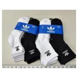 2x 6pr Adidas quarter socks, size L
