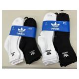 2x 6pr Adidas quarter socks, size L