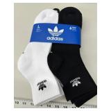 6pr Adidas quarter socks, size L