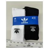6 pr Adidas crew socks, size M