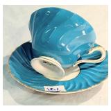 Aynsley Aqua Teacup & Saucer Set