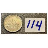 1918 France Silver 1 Franc Coin Semeuse Sower