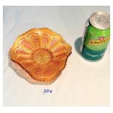 Fenton Marigold Peaock Tail Ruffled Dish