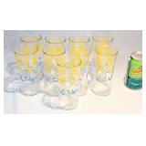 Nine MCM Turquoise & Yellow Anchor Hocking Glasses