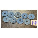 Nine Canada WWll Meat Ration Tokens