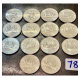Fourteen Canada Dollar Coins 1980's