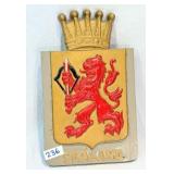 Vintage Metal Sweden Red Lion Province Wall Plaque