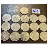 Sixteen Canada Fifty Cent Coins
