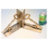 Vintage Brass Skeleton Keys Bookends