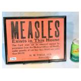 Vintage Measles Exists In This House Window Sign
