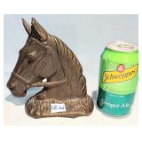 Heavy Ornate Bronze Horse Head Bookend