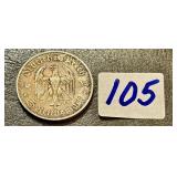 1934 German 5 Reichsmark Silver coinThird Reich
