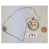 Vintage Convex Bicycle Pendant Necklace