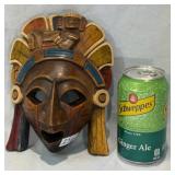 Hand Carved Mask Colorful Mexican Mayan Design