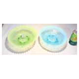 Two Jefferson Wheel Crimped Opalescent Bowls