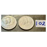 2 Vintage Apollo 11 Souvenir Token Coins