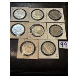 Eight Canada Dollar Coins