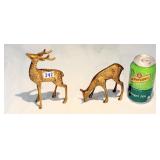 Two Solid Brass Deer Figurines Stag & Doe
