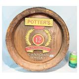 Potter's Canadian Whisky Barrel End Sign