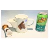 Vintage Shaving Scuttle Mug & Brush Horse Motif