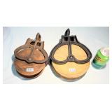 2 Antique Cast Iron & Wood Barn Pulleys