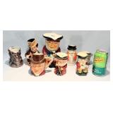 8 Vintage Toby Character Jugs