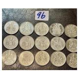 Fifteen Canada Fifty Cent Coins