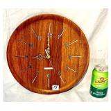 Vintage MCM Teak Wall Clock Westclox