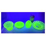 Four Vintage Pieces of Uranium Glassware