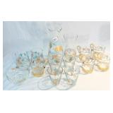 15 Pieces MCM Turquoise & Gold Glassware