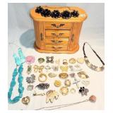 Vintage C0stume Jewelry Lot & Box