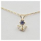 10KT Yellow Gold Tanzanite Flower Shape Pendant