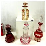 4 Vintage Crystal & Glass Perfume/Decanter Bottles